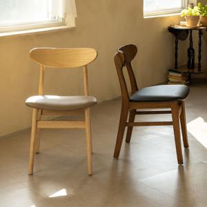 마로 인테리어 디자인 가죽 카페 원목 식탁의자 (2개)