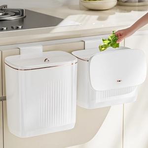 [리퍼] 걸고붙이는 양방향뚜껑 로즈골드 걸이형 싱크대 휴지통 화장실 쓰레기통