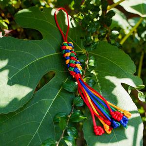 다색 실 금강 매듭 걸이 장식 소원 불교 행운 끈 키홀더 키링 오색 태슬