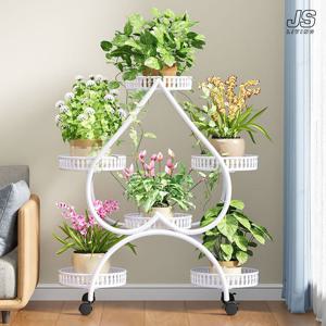 다육이 식물 화분대 화분 받침대 다이 선반 진열대 이동식 바퀴 철제 3단 거실 화분 정리대