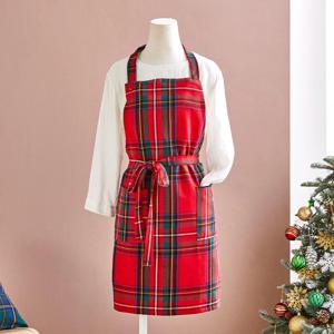 클래식 타탄 체크 앞치마 레드