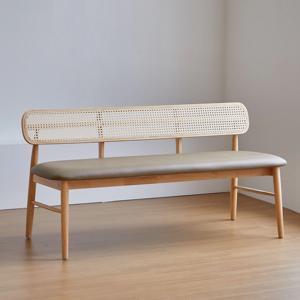 [리퍼]와플 인테리어 감성 카페 라탄 원목 2인 3인 식탁벤치 2colors
