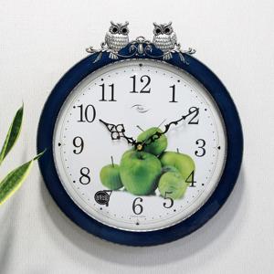 무소음 초록사과 부엉이 주석도금 주물 벽시계 HCA-571S