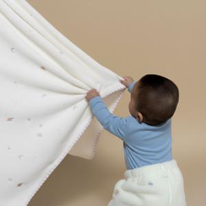 LITTLEMUMU 크리미블랭킷, 극세사자수블랭킷, 아기담요 겨울유아블랭킷