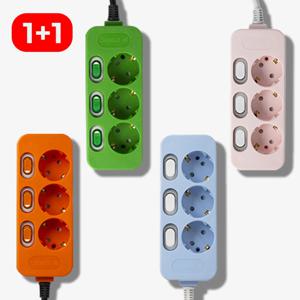 1+1 인테리어 컬러 멀티탭 4color 3구개별 1.1m/2.5m
