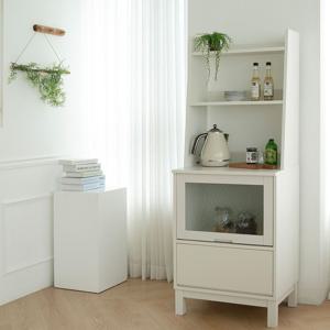 국내제작 폴라 화이트 원목 600 수납장+상부장 세트 도장가구