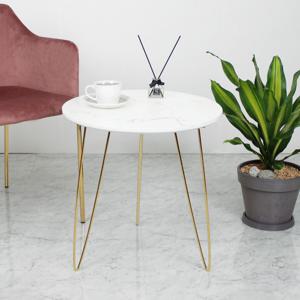 [리퍼] 마블 소파테이블 카페 화이트 식탁 골드 500mm