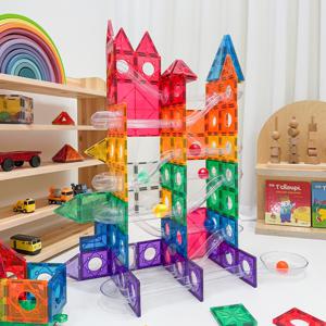 롤러코스터  자석 블럭 교구 타일 어린이 장난감 104PCS LED공 포함