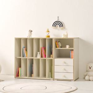 견고한 상판 LPM 마감 오픈선반 3서랍 수납장세트(1200 4색)