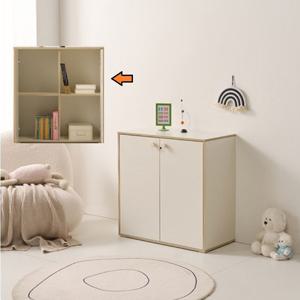 우드화이트 둥근손잡이 양문도어 2단4칸 수납장 800