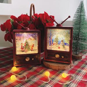 레트로 티비 오르골 산타 눈사람 반짝이 워터볼 크리스마스 텔레비전 조명 뮤직박스 무드등