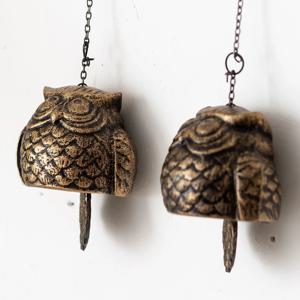 행운 부엉이 종 장식품 소품 주물종 정원 현관문 인테리어