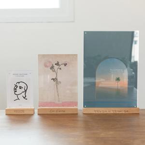 아크릴 안내판 메뉴판 테이블 카페 음식점 T형 우드 베이스 자석