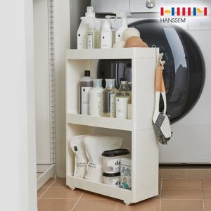 한샘 3단 틈새 이동식 무빙카트 트롤리 수납선반 화이트