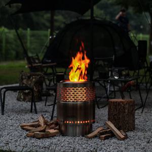 원형 화로대 플레임팟 28 불멍 바베큐그릴 캠핑 이중연소 중형 장작 화로대