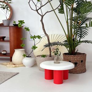 감성 컬러 포인트 유아 원형 스툴 사이드테이블 레드, 원리틀스툴 (국내제작)