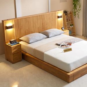 [리퍼] 보헨 템바보드 호텔식 원목 침대 프레임 LK+협탁