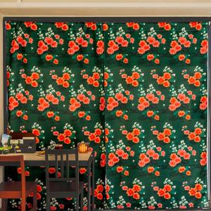 99%빛차단 코랄블룸 비비드 작은창/긴창 암막커튼 무타공 봉집형 붙이는 커튼 3size