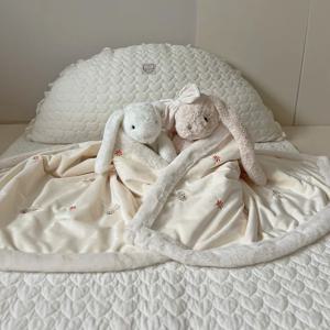 페이크퍼 자수 극세사 유모차 아기블랭킷 애착 겨울 신생아 이불 M/L