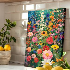 다채로운 꽃밭 캔버스액자 알루미늄액자 감성 인테리어 핑크 블루 봄꽃 포스터 그림액자