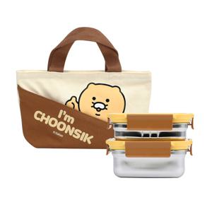 릴팡 춘식이 카고 스텐2단 도시락 지퍼가방세트