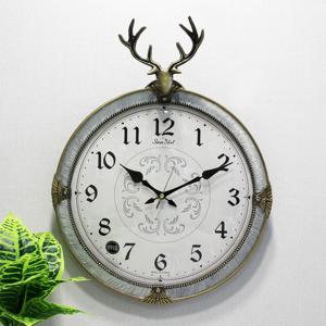 무소음 사슴 장식 신주도금 주물 벽시계 HCA-594G