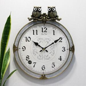 무소음 부엉이 장식 신주도금 주물 벽시계 HCA-596G
