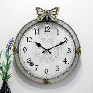 무소음 나비 장식 신주도금 주물 벽시계 HCA-598G