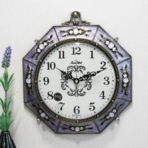 무소음 쥬얼리 골드보라 팔각형 주물 벽시계 HCA-634S