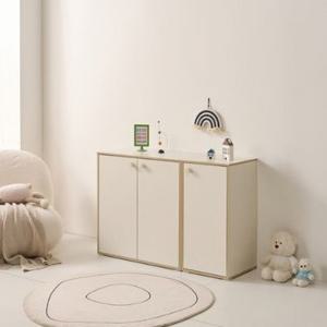 내추럴우드 화이트 둥근손잡이 도어형 수납장세트 1200