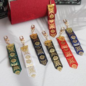 한국 전통 문양 댕기 키링 7색 행운 금박 리본 무늬 매듭 한복 장신구 기념품 외국인 친구