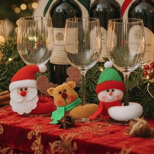크리스마스 와인 커버 와인병 꾸미기 미니 산타 모자 홈 파티 인테리어 소품 술병 장식 세트