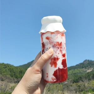 홈카페 이중 밀크캡 아이스 투명 패트보틀 350ml