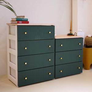 카밀라 템바보드 우드상판 서랍장 3단 (6 Color) 플라스틱 수납장 옷 수납 정리함