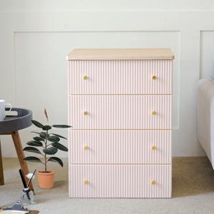 카밀라 템바보드 우드상판 서랍장 4단 (6 Color) 플라스틱 수납장 옷 수납 정리함