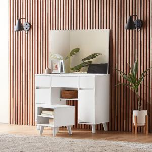 [리퍼] 레지나 와이드거울 수납화장대 2colors (스툴포함)