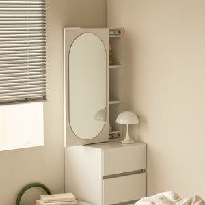 [리퍼]마린 라운드 거울 틈새수납장 틈새화장대