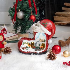 나비다드 회전 오르골 움직이는 기차 산타 부츠 램프 크리스마스 소품 무드등(캐롤 8곡)