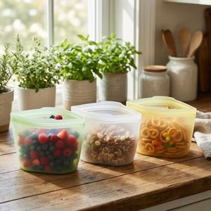 국산 프리미엄 실리콘 밀폐용기 실리콘 지퍼백 500ml