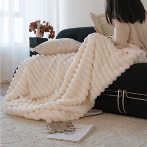 [해외] 북유럽 모던 줄무늬 토끼털 담요 침대 쇼파 이불 블랭킷 4colors