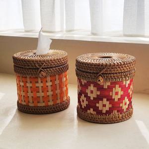 내추럴 가든 리얼 라탄 롤휴지 티슈 원형 두루마리 소품 커버 케이스