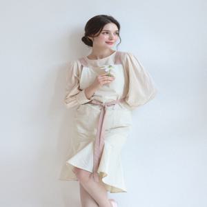 아이보리 러블리 머메이드 프릴 생활방수 방수 앞치마 꽃집 카페 네일샵 미용실 개업 선물