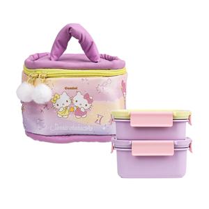 릴팡 산리오 캐릭터즈 카고 2단 도시락 퍼프가방세트