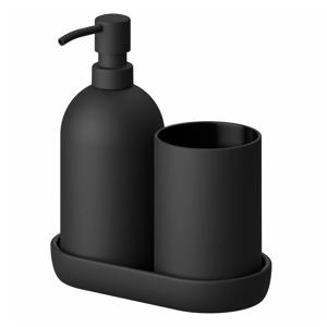간셴 욕실용품3종 디스펜서+칫솔꽂이+트레이 블랙