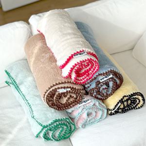 6color / 스티치 블랭킷 무릎담요 캠핑 러그 양털 밍크 극세사 차박 국산 소파덮개