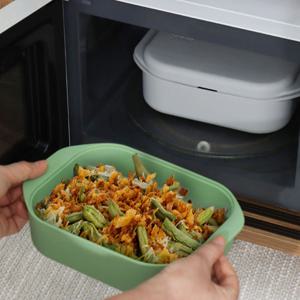 사각 전자레인지 실리콘찜기 이유식 만두 야채찜 양배추찜기 라면용기 그라탕기 1.1L