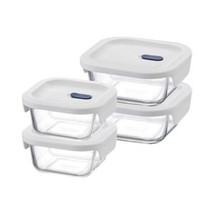 탑클라스 실리콘 내열유리 정사각 4개세트 (300ml 2P+500ml 2P)