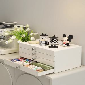 [리퍼]서류정리함 프린터선반 책상 철제 슬라이드 서랍 화장품 수납함 4단 화이트