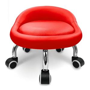 쿠션왕 동글뱅이 등받이의자 (레드) 바퀴달린 보조의자 등받이 바닥의자 스툴 0519