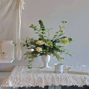 내추럴 조화 그린 소재 튤립 조화 꽃다발 거실 인테리어 돌상 백일상 촬영소품